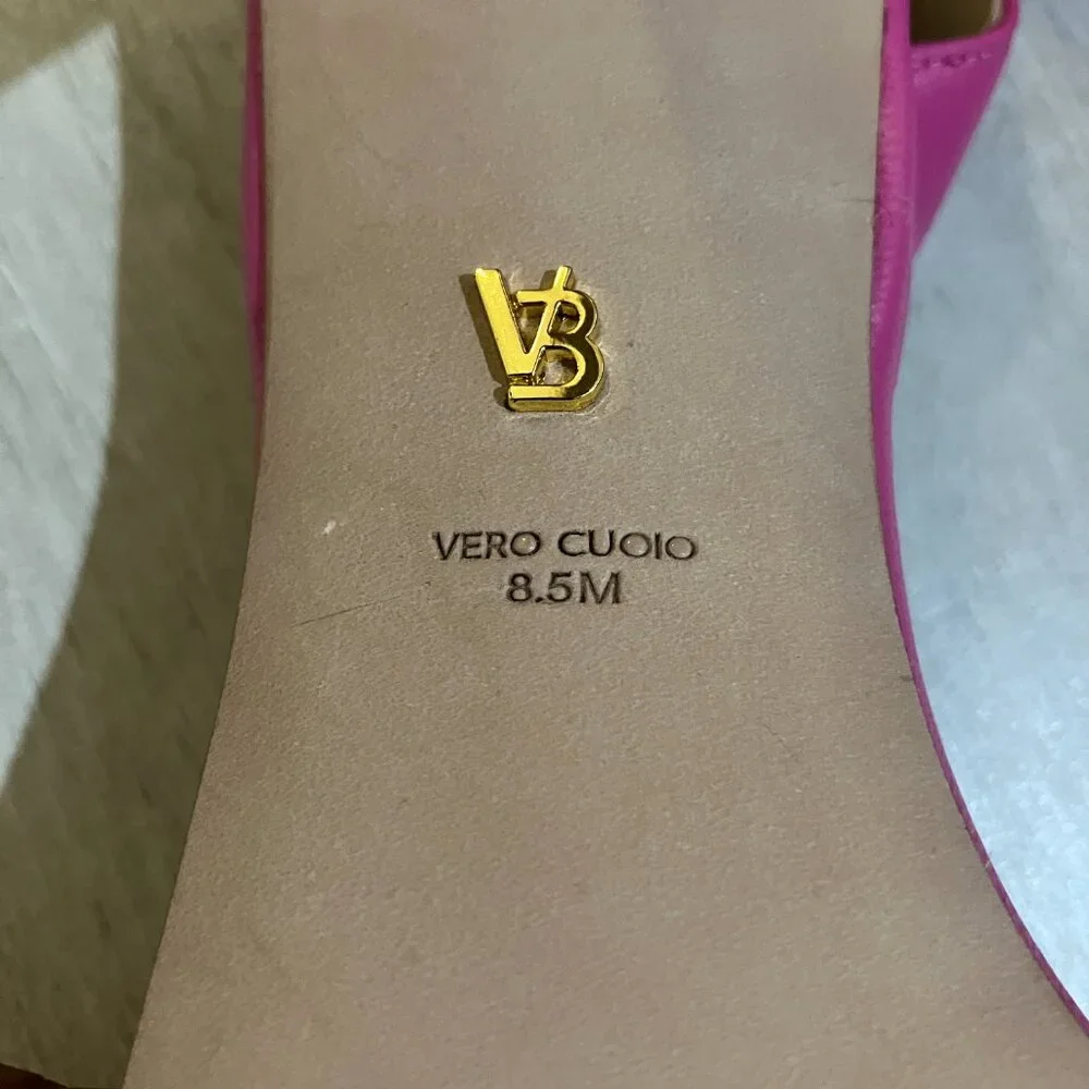Veronica Beard Analita Hot Pink Leather Slingback Stiletto Sandals Sz 8.5